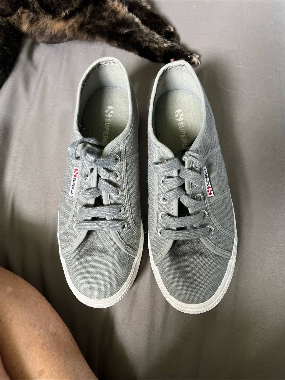 Superga Women’s Gray Canvas Low-Top Sneakers Wm US 7.5 EU38